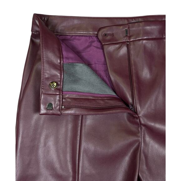 NWT Ann Taylor High Rise Eva Curvy Faux Leather Ankle Pants Women's 14 Burgundy - Picture 3 of 8